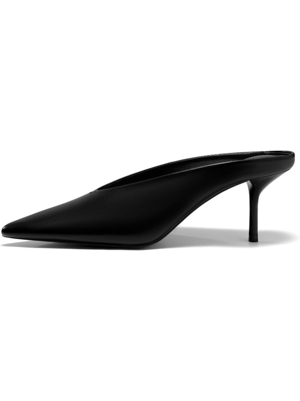 Women's Black High Heels Closed Pointed Toe Slide Sandals Slip On Summer Mules